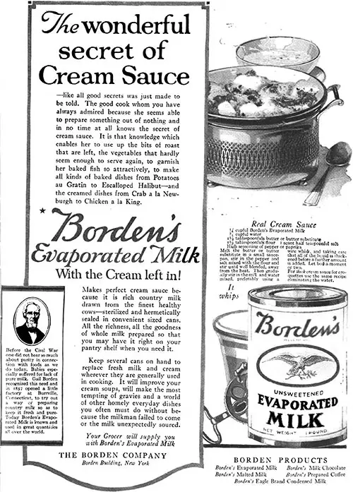 Borden's Evaporated Milk Advertisement, Good Housekeeping Magazine, August 1920.