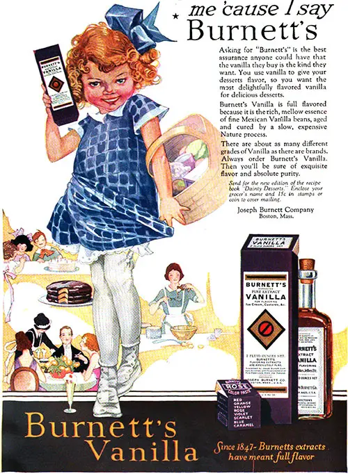 Burnett's Vanilla Extract Advertisement, Good Housekeeping Magazine, January 1921.