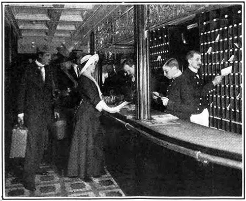 The Modern Ocean Liner's Post Office. One of the Conveniences of Ocean Cruises Today.