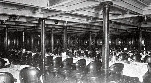 The First Cabin Dining Saloon of SS La Savoie.