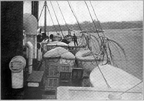 The Hurricane Deck of the Carpathia as It Appeared After Taking on Some of Titanic's Lifeboats