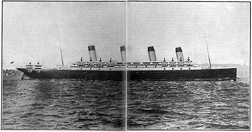 Where the RMS Titanic Could Have Carried Fifty Lifeboats. The arrows indicate the lifeboats of the Titanic, eight on a side, sixteen in all, exclusive of four collapsible canvas boats.
