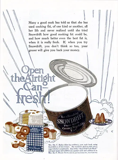 Vintage Ad for Snowdrift Shortening © 1921