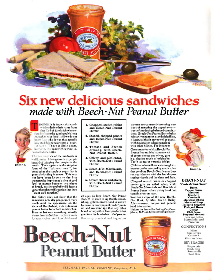 Beech-Nut Peanut Butter Advertisement, Woman's Home Companion, July 1923.