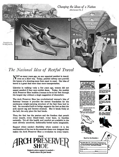 1923 Print Advertisement for The Arch Preserver Shoe, The Selby Shoe Company, Portsmouth, Ohio. Woman's Home Companion, August 1923.