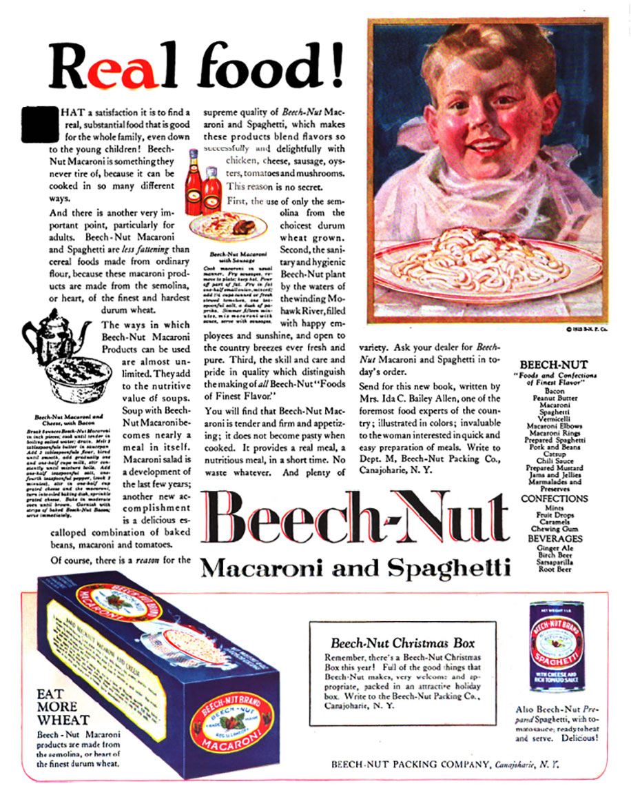 Beech-Nut Macaroni and Spaghetti Advertisement, Woman's Home Companion, November 1923.