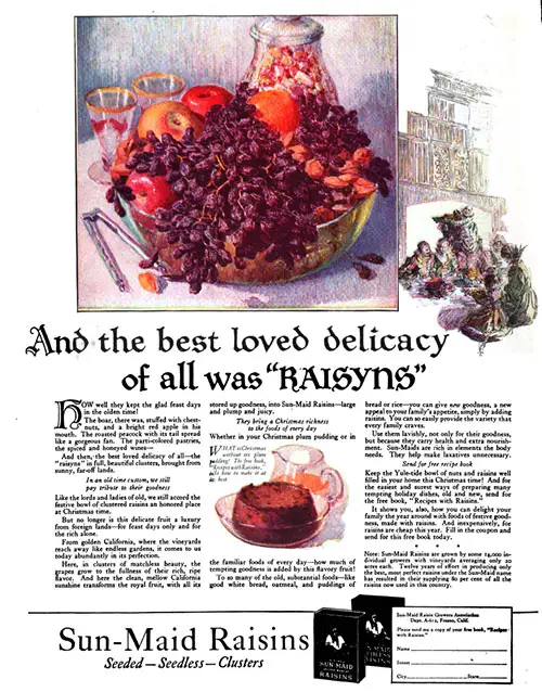 California Sun-Maid Raisins - The Best Loved Delicacy of All © 1923