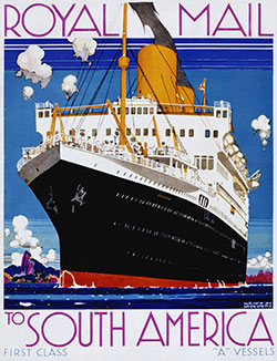 Poster for Royal Mail Lines to South America 1930s