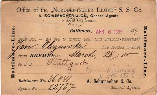 Postcard sent to inform parties of Voyage start date - 1895