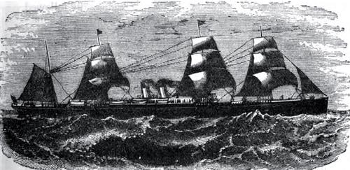 White Star Line Steamer, Britannic, Outward Bound - 1877 Illustration