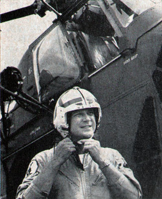 LCdr. A. L. Kruger leaves helo aboard USS Guam
