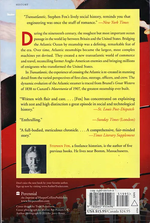 Back Cover, Transatlantic... and the Great Atlantic Steamships - 2003