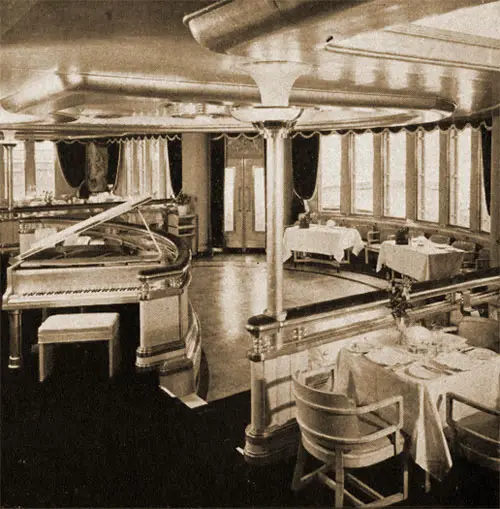 Verandah Grill for First Class Passengers on the RMS Queen Mary.