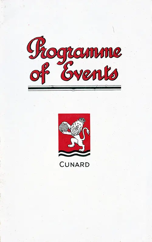 Front Cover, Onboard Entertainment Program, R.M.S, Aquitania, September 1929