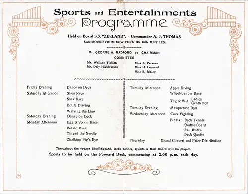 Sports and Entertainment Program 1924