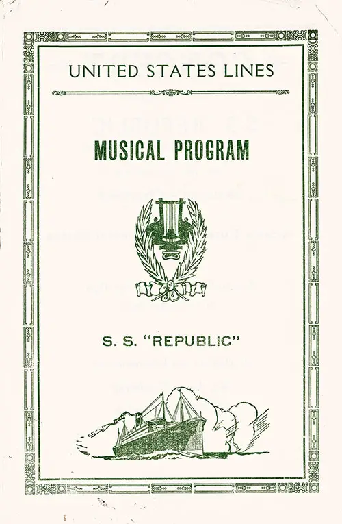 Benefit Music Program, SS Republic, United States Lines, 3 October 1926