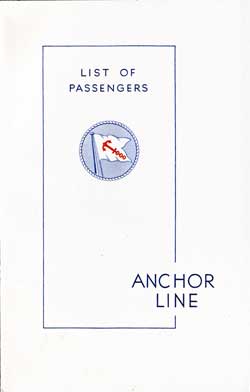 22 July 1938 Passenger Manifest for the TSS California