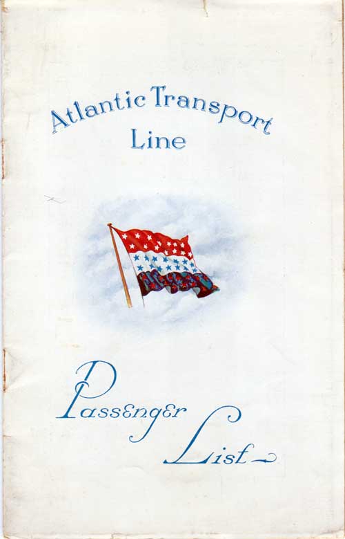 17 December 1927 Passenger List, SS Minnetonka, Atlantic Transport Line