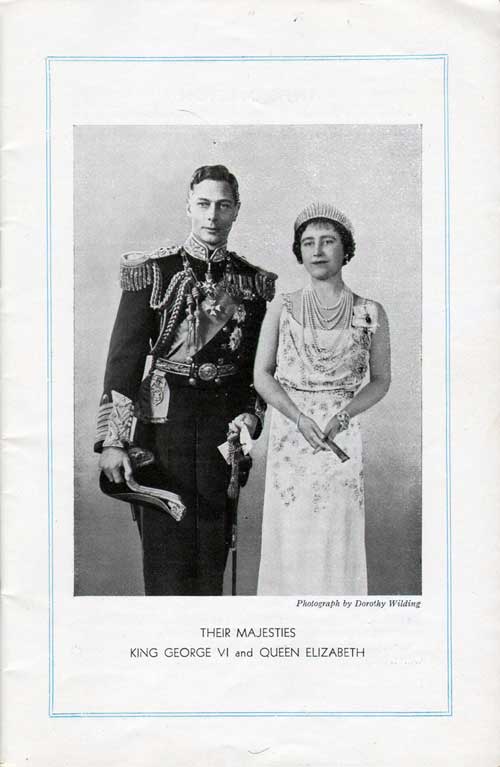 Their Majesties King George VI and Queen Elizabeth, SS Duchess of Richmond Cabin and Tourist Class Passenger List, 17 August 1937.