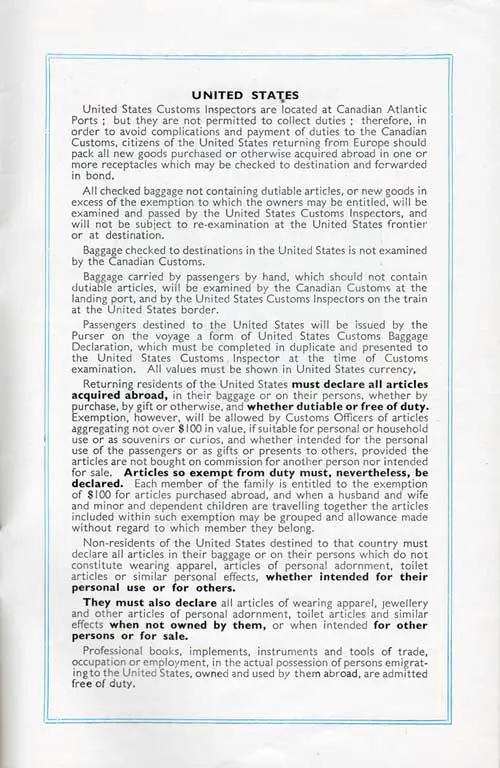 United States Customs Regulations, 1937.