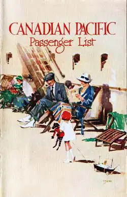 1937-06-17 Passenger Manifest for the SS Empress of Australia