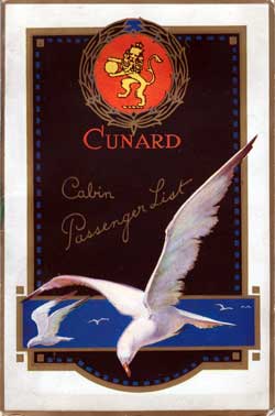 Passenger List, Cunard Line RMS Andania - 1924