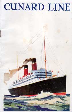 Passenger List, Cunard Line RMS Carmania - 1925