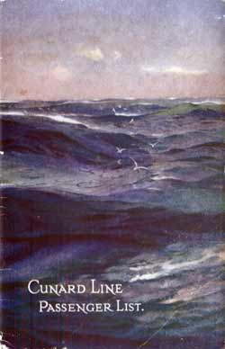 Passenger List, Cunard Line RMS Caronia 1920 - Back