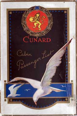 Passenger List, Cunard Line RMS Caronia 1924