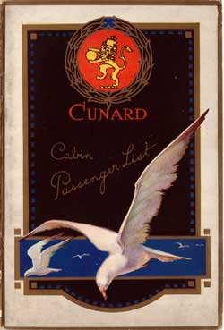 Passenger List, Cunard Line  RMS Caronia 1925 - Front Cover