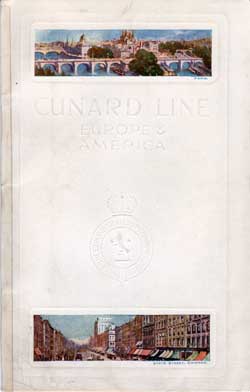 Passenger List, Cunard Line RMS Lusitania 1912 - Front Cover