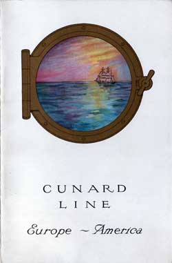 Passenger List, Cunard Line RMS Scythia - 1921 - Back Cover