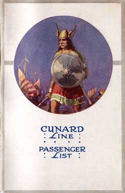 Passenger List, Cunard Line RMS Scythia - Back Cover