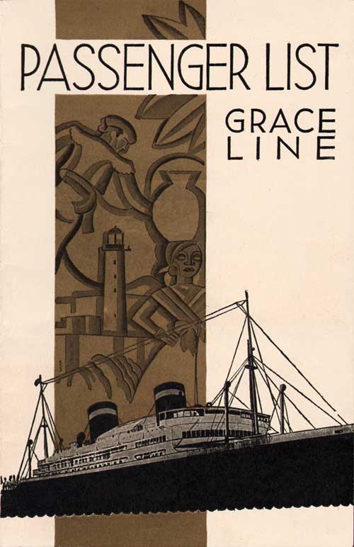 Front Cover - 10 December 1937 Passenger List, SS Santa Rosa, Grace Line