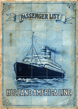 Passenger Manifest, TSS Nieuw Amsterdam, Holland-America Line, June 1921, New York to Rotterdam - Front Cover