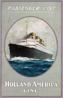Passenger Manifest, Holland America Line SS Rotterdam - April 1924 - Front Cover