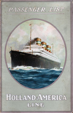 Passenger Manifest, Holland America Line SS Rotterdam 1925 - Front Cover