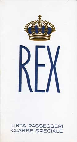 1935-08-21 Passenger Manifest for the SS Rex