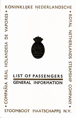 1936-08-17 Passenger Manifest for the SS Oranje Nassau