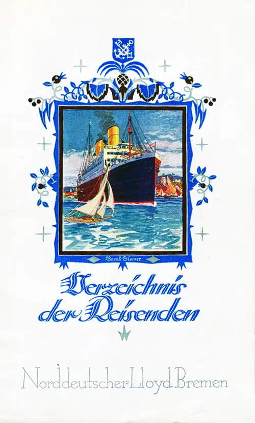 Passenger List Norddeutscher Lloyd Stuttgart August 1924