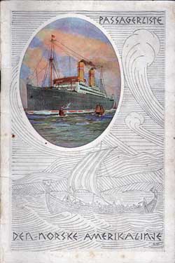 1928-06-08 Passenger Manifest for the SS Bergensfjord