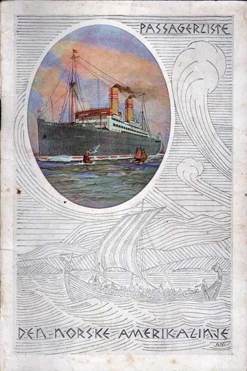 Front Cover - 8 June 1928 Passenger List, SS Bergensfjord, Norwegian America Line
