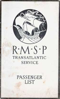1921-10-22 Passenger Manifest for the SS Orbita