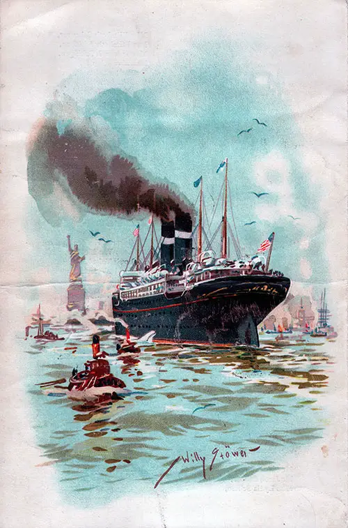 Passenger List, Red Star Line SS Vaderland, 1901, Antwerp to New York (Back Cover)