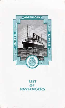 1925-05-19 Passenger Manifest for the SS Resolute