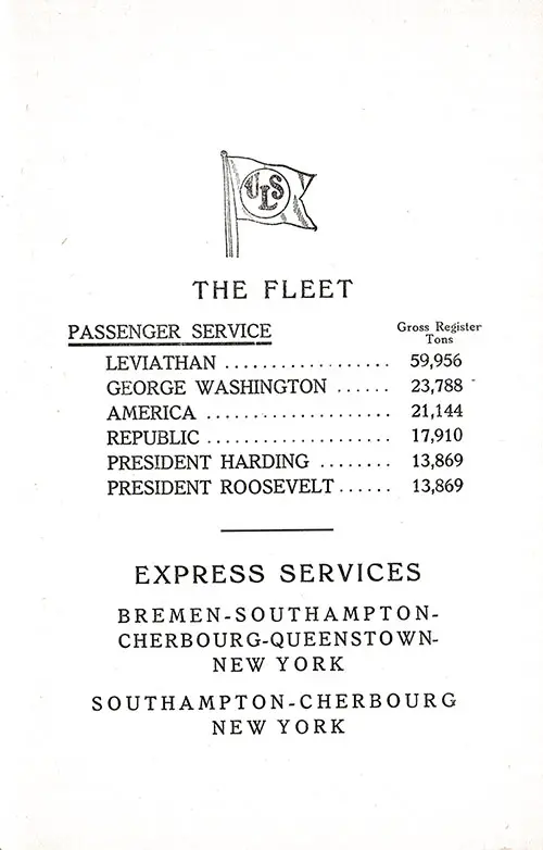 United States Lines (USL) Fleet and Express Services. SS Republic Passenger List, 24 September 1926.