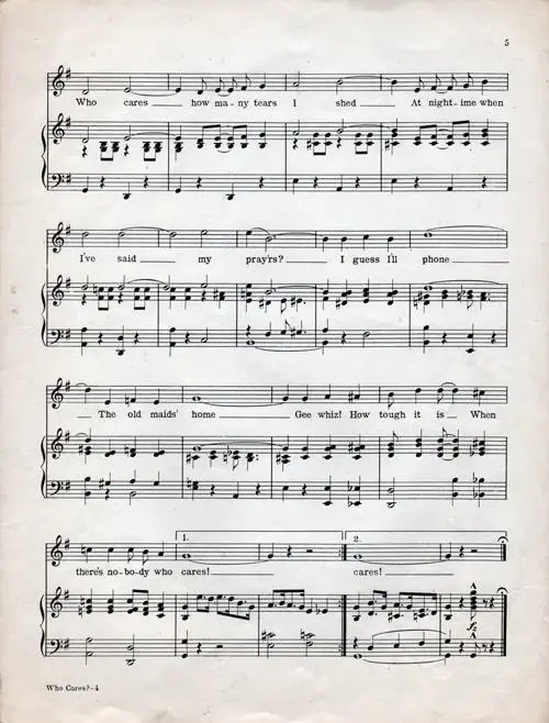 Who Cares? Al Jolson's Sensational Hit - Sheet Music for Piano, Page 5