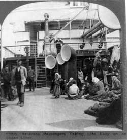 Photo 1705G: Steerage Passengers Taking Life Easy On An Clean Liner circa 1905 (3b06393u LOC)