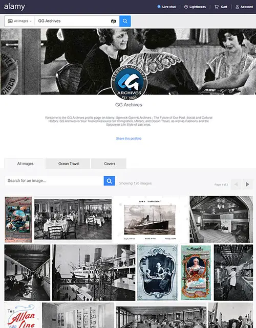 Partial View of the GG Archives Image Portfolio on Almany.com