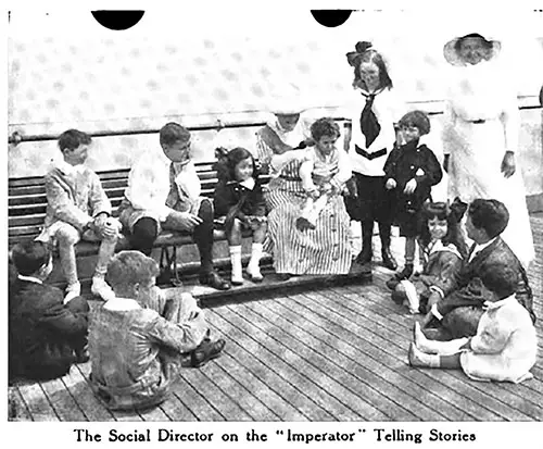 The Social Director on the SS Imperator Telling Stories to Children Gathered on Deck.